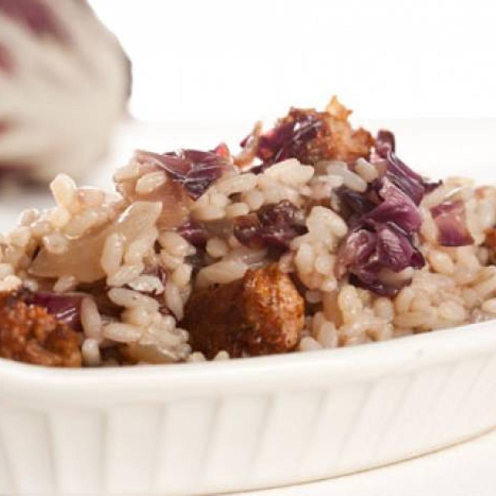 Risotto al radicchio e salsiccia