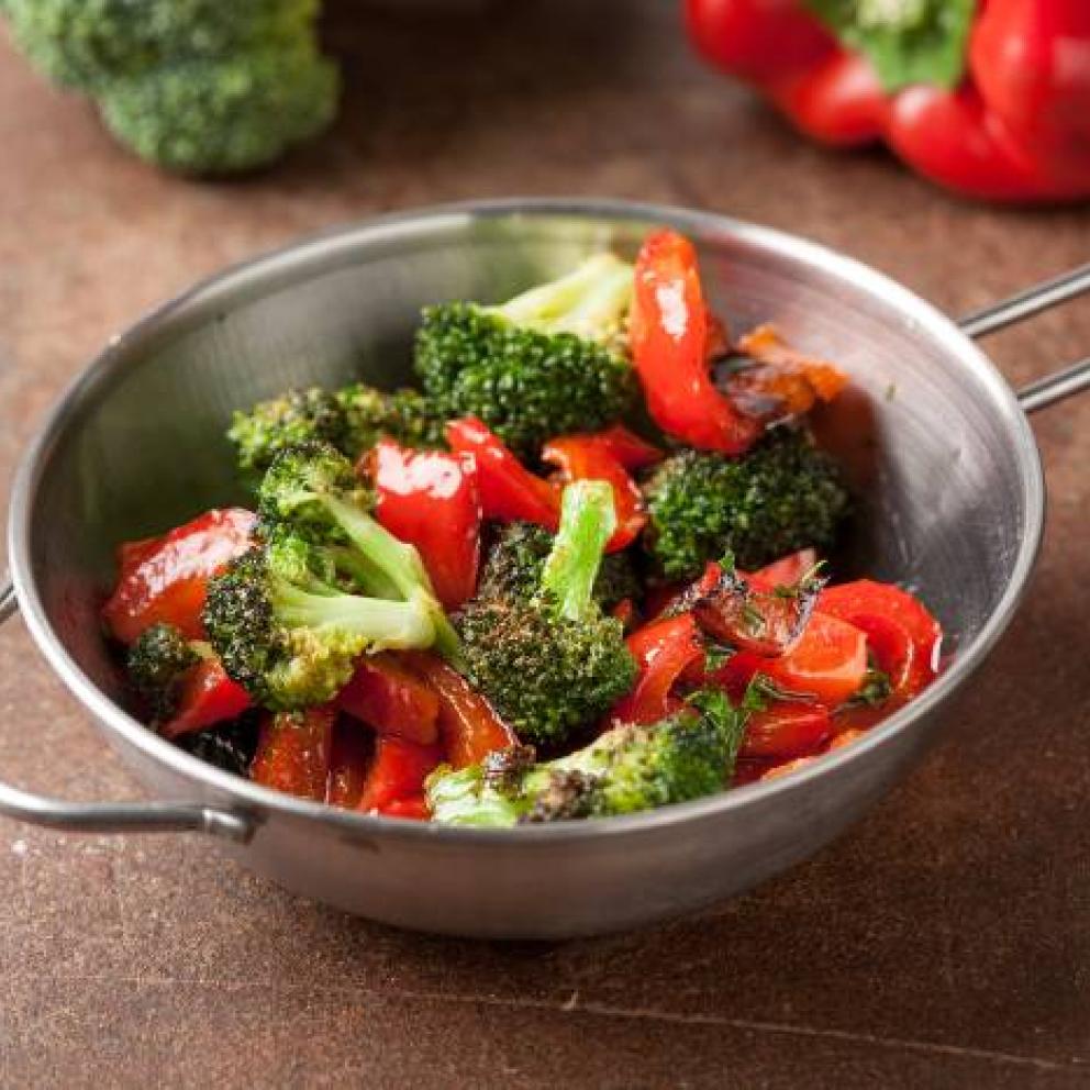 Broccoli e peperoni in padella