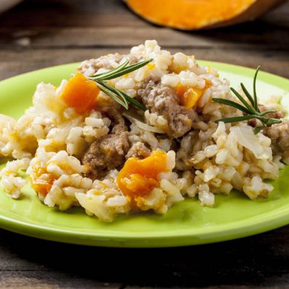 Risotto con zucca e salsiccia