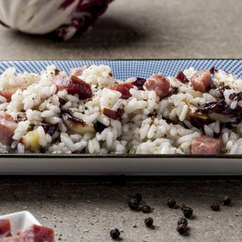 Risotto con radicchio e speck