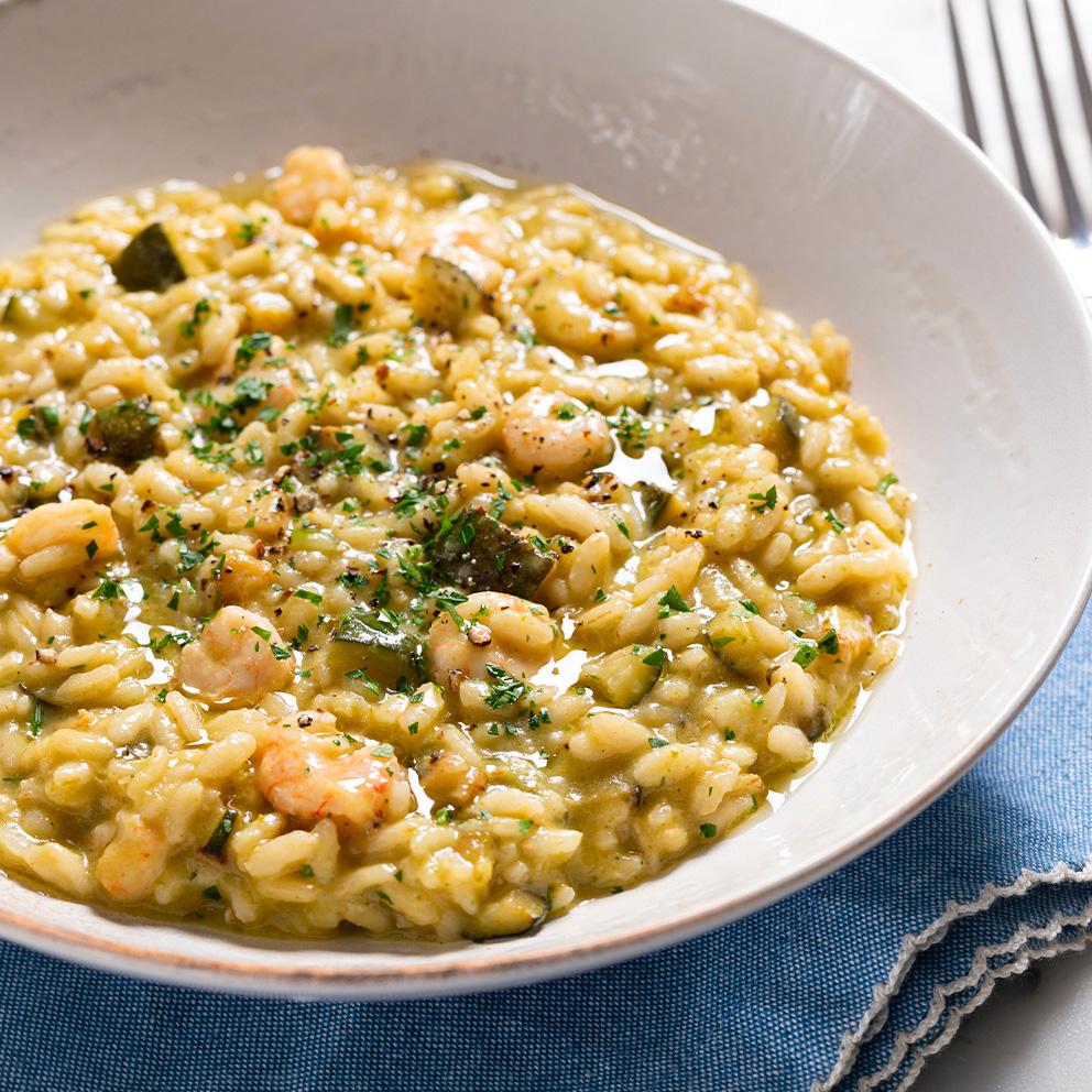 Risotto gamberetti e zucchine